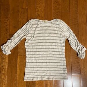 Michael Kors Beige and Tan Striped Top